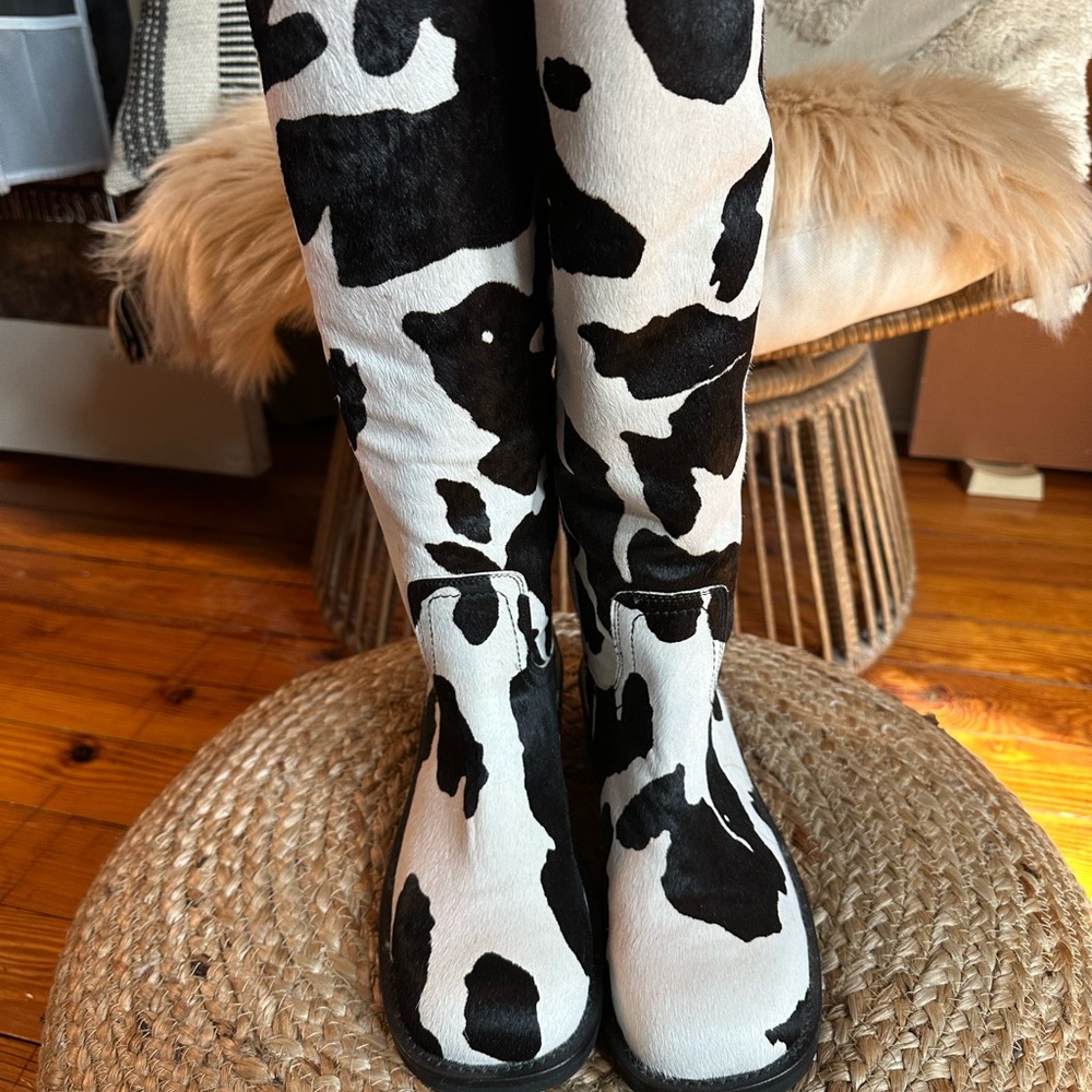 Steve Madden Black and White Over the Knee Boots